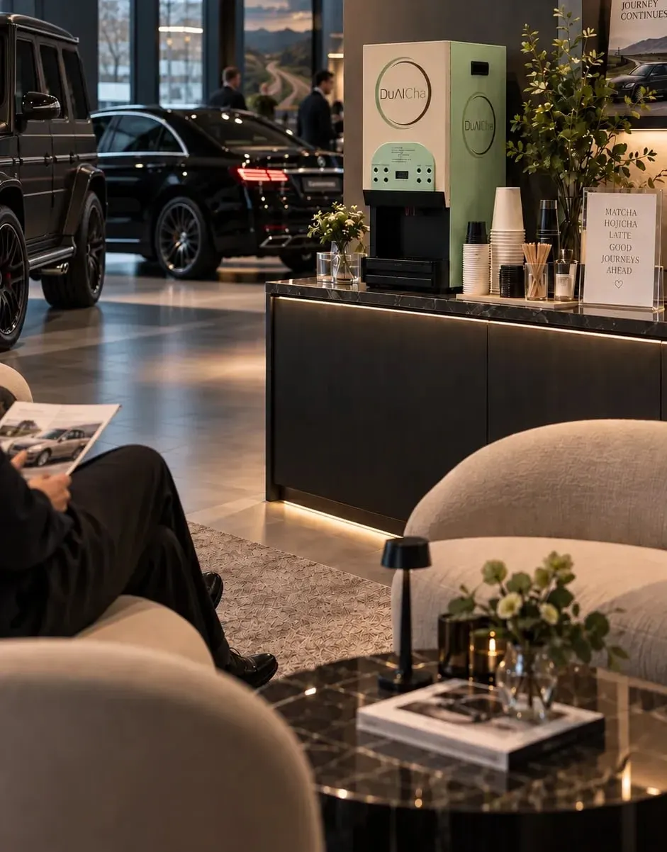 Visualisation: DualCha machine in a car showroom lounge
